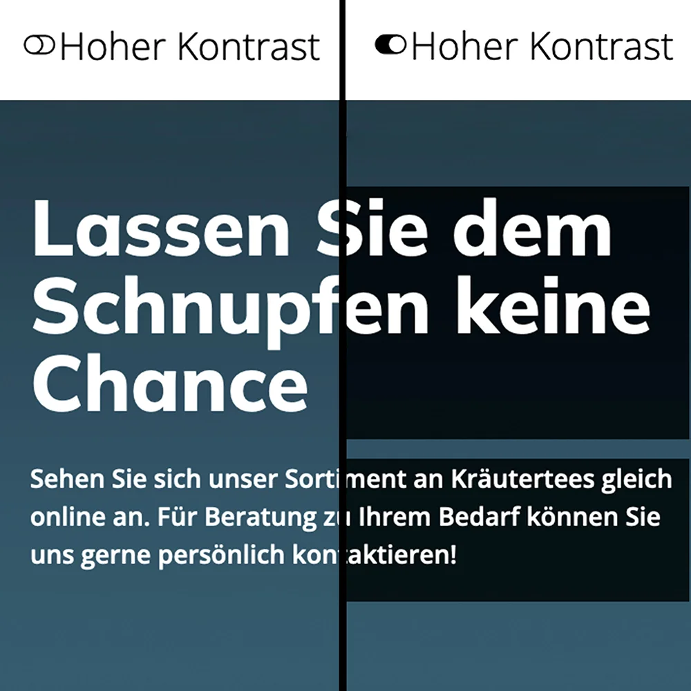 Beispiel für die Umschaltung des Kontraastes auf einer Webseite