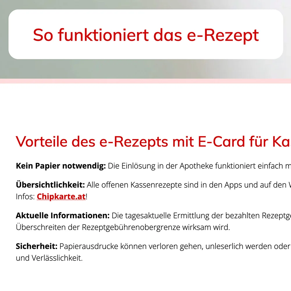 Bildschirm-Ausschnitt der Anleitung für die Verwendung des e-Rezepts.