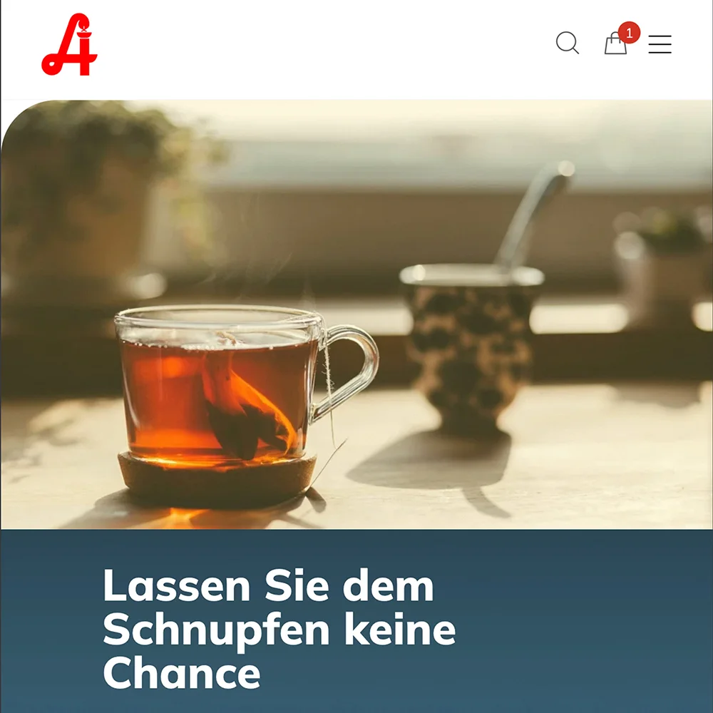 Bildschirm-Ausschnitt der Homepage der Website.