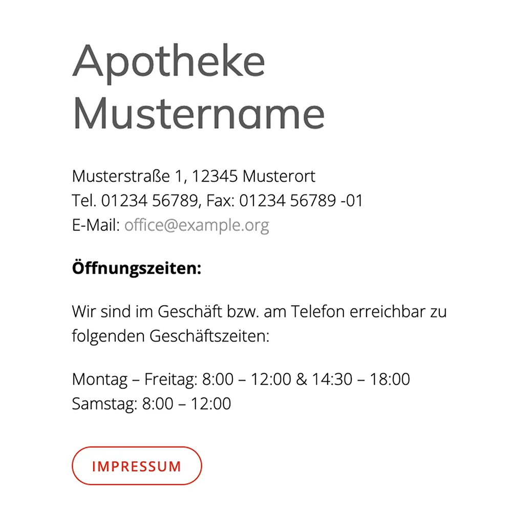 Bildschirm-Ausschnitt der Kontaktseite der Website.