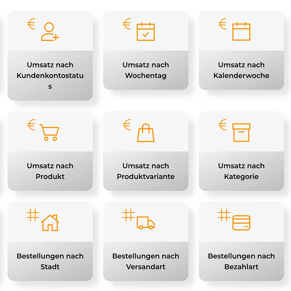 Bildschirm-Ausschnitt der Auswahl erweiterter statistischer Auswertungen.